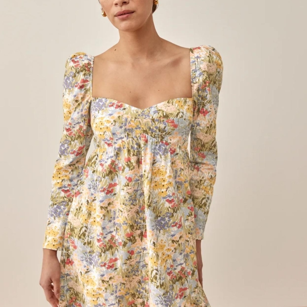Reformation Floral Long Sleeve Dress - Multicolor